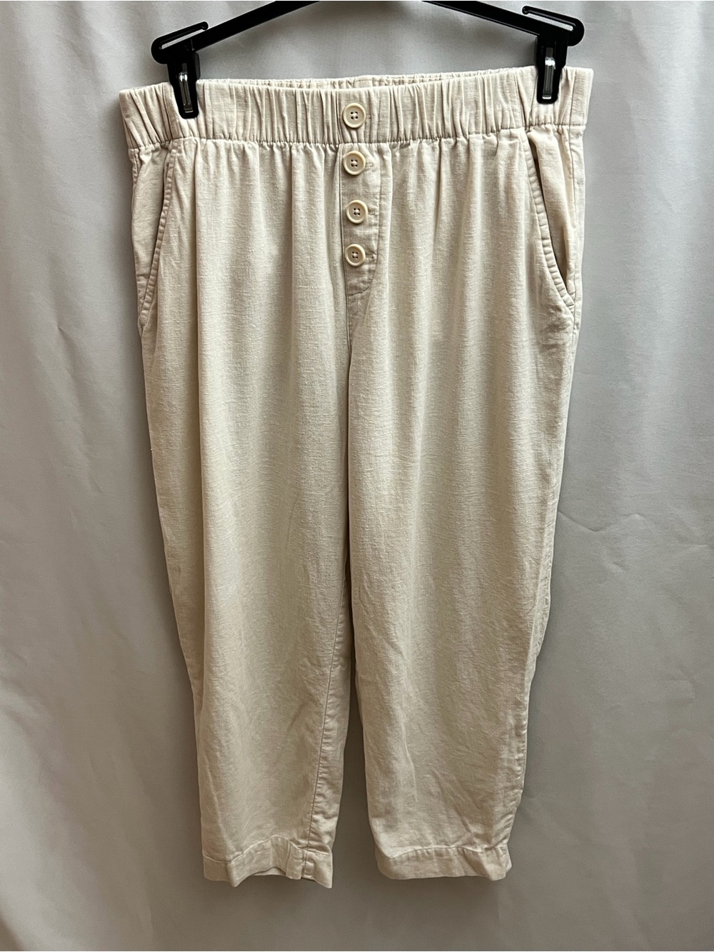 LOFT Outlet High Rise Straight Linen Blend Tan Pants Womens M